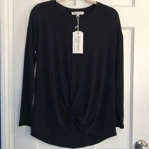 NWT Work Shop Front Knotted Black Blouse